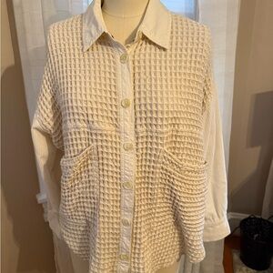 BDG Off-White Textured Button-Up Shirt